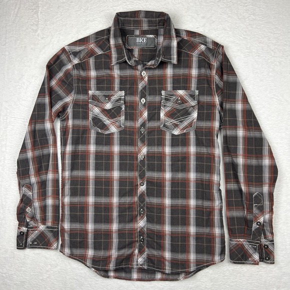 Buckle Other - BKE Shirt Men Large Brown White Plaid Long Sleeve Athletic Fit Buckle